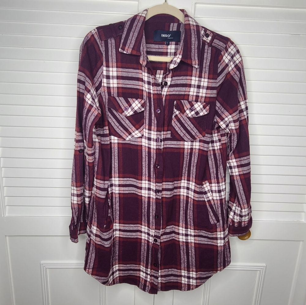 Burgundy Flannel with Pockets
